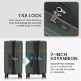 U.S. Traveler Vista Way 3-Piece Travel Set, 21-Inch Carry-on Hardside with TSA Lock, 18-Inch Travel Backpack with Laptop Sleeve, Toiletry Bag, Green