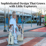 RAINRO & CO Butter Beige 20" Ride-On Carry-On Luggage for Kids & Adults with Built-In Seat, Spinner Wheels, and Secure TSA Lock – Durable Hardside Carry-On