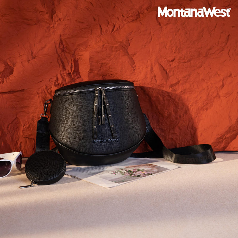 Montana West Crossbody Bags Bum Bag for Women Large Sling Bag with Adjustable Strap and Coin Purse, MWC-285BK