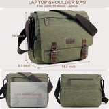 Canvas Messenger Bag for Men Women,Travel Satchel Shoulder bag 15.6 Inch Laptop Bags Business(Green-Upgrade)