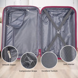 LARVENDER 5 Piece Hardside Expandable Luggage Sets with Wheels Lock, Lightweight PC+ABS Rolling Hardside Suitcase for Women and Men,Glossy Very Berry