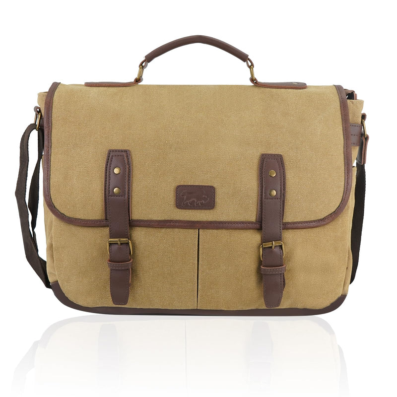 Vintage Men's Messenger Bag Laptop Briefcase – Canvas Satchel Bag for Work, Travel & Business – Multi-Pocket Crossbody Bag with Adjustable Strap– Gift for Him