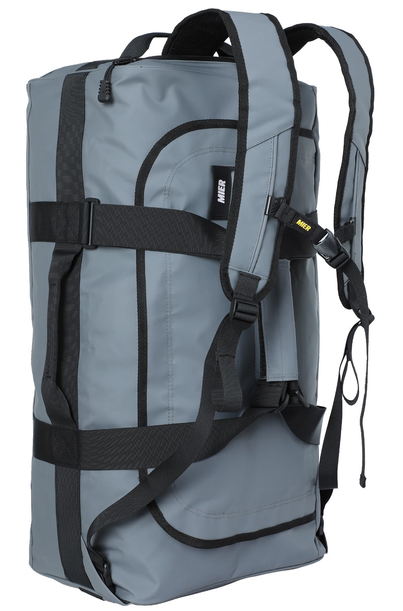 MIER 90L Water Resistant Backpack Duffle Heavy Duty Convertible Duffle Bag with Backpack Straps for Gym, Sports, Travel, Grey