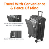 Amazon Basics 20" Carry-On Luggage, Softside Suitcase With TSA Lock, 8 Spinner Wheels, Telescoping Handle, Front Exterior Pocket, 3 Interior Pockets, Black