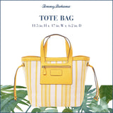 Tommy Bahama Canvas Stripe Large Tote Bag, Summer Bag, Leather Trim, Dual Handles, Spacious Interior, Yellow and White