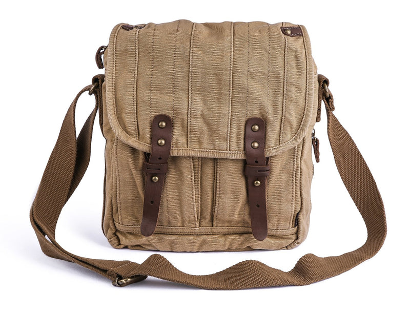 GOOTIUM Canvas Crossbody Bag - Small Messenger Bag | Vintage Shoulder Purse, Khaki