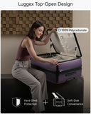 LUGGEX Checked Suitcase with Spinner Wheels, FLO5 Expandable Polycarbonate Hard Shell Suitcase with TSA Approved Lock (FX-Core, Purple, 28 Inch)