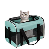 Cat Carrying Case Pet Dog Carrier Soft-Sided Cat Bag Airline Approved, Pet Travel Carrier Up to 15 Lbs, Collapsible Cats Carrier Dog Carrier for Medium Small Cats Dogs(17x11x11 Green)
