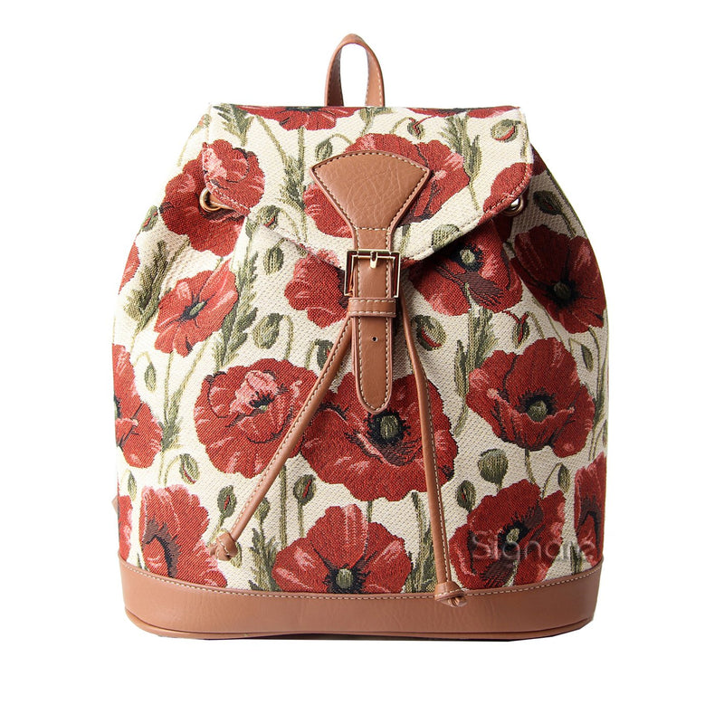 Signare Tapestry Fashion Backpack Rucksack for Women with Poppy Flower Design(RUCK-POP)