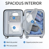 KROSER Hardside Expandable Carry On Luggage with Spinner Wheels & Built-in TSA Lock, Durable Suitcase Rolling Luggage with USB Port, Carry-On 20-Inch, Navy Blue