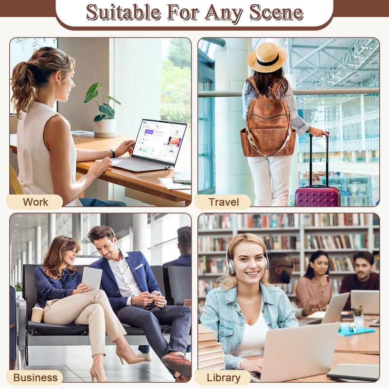 AGLOD Vegan Leather Laptop Backpack for Women 15.6 Inch Work Backpack Purse for Travel College