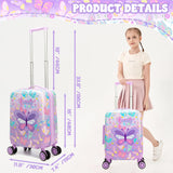 Esteemly Kid's Luggage Set 2 Piece Suitcase Set 16" Hardside Luggage with Spinner Wheels Girls Carry on Toddler Travel Rolling Suitcase with Neck Pillow Airline Approved