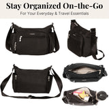 Baggallini Crosstown Hobo Crossbody for Women - 9"x7.8" Travel Crossbody Bag with RFID Wallet and Water Bottle Holder