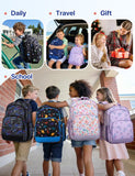 VASCHY School Backpack for Boys, 16in Water Resistant Backpack for Kids Preschool/Primary/Elementary School Bookbag with Tablet Sleeve Black Dino