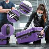 Karl home Luggage Set of 3 Hardside Carry on Suitcase Sets with Spinner Wheels & TSA lock, Portable Lightweight ABS Luggages for Travel, Business - Purple (20/24/28)