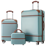 Merax Luggage Set 2 Piece Suitcase Set with Cosmetic Case Expandable Spinner Wheels Vintage Luggage Sets(Blue Green,20