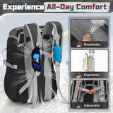 RAINSMORE Foldable Hiking Backpack for Women Men Packable Camping Backpack 40L Waterproof Hiking Daypack Bag Lightweight Collapsible Daypack for Travel Trekking Mountaineering Large Capacity Black