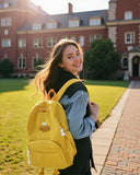 HuiLeo Cute Dcuk Backpack for Teens Girls Women, Kawaii Funny Aesthetic Corduroy Bookbag for High Middle School, Yellow