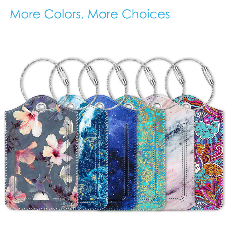 Fintie Luggage Tags, Privacy Cover ID Label with Stainless Steel Loop and Address Card for Travel Bag Suitcase - Sandy Wave (2 Piece)