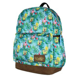INTIMO SpongeBob SquarePants And Patrick Star Tropical School Travel Backpack With Faux Leather Bottom 16"
