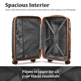 Joyway Luggage Sets 5 Piece PP Hardshell Carry on Suitcase, Travel Lightweight Carry-on with Double Spinner Wheels and TSA Lock, Black Brown