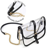 Clear Saddle Cross Body Bag Women Chain Shoulder Handbag Purse (Black)