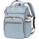 EMPSIGN 17 Inch Laptop Backpack for Women, Work Business Travel Computer College Bags, Large Capacity Water-repellent Quilted Casual Daypack with USB Port, Light Blue