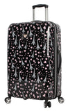 Betsey Johnson 26 Inch Checked Luggage Collection - Expandable Scratch Resistant (ABS + PC) Hardside Suitcase - Designer Lightweight Bag with 8-Rolling Spinner Wheels (Paris Love)