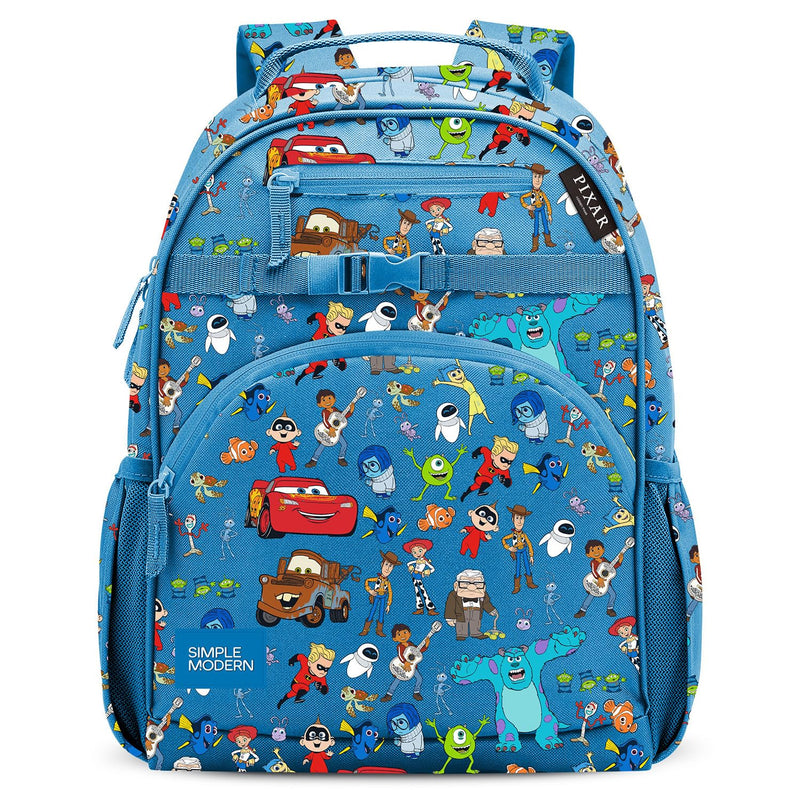 Simple Modern Large Disney Pixar Kids Backpack for School Girls and Boys | Elementary Backpack for Teen | Fletcher Collection | Kids - 16" tall | Pixar Mashup on Blue