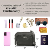 Baggallini Trifecta RFID Wallet Crossbody - 8"x6" Crossbody Bag for Women Convertible Fanny Pack Belt Bag