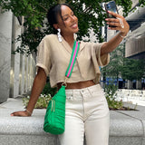WanderFull® Original HydroBag®, Fits Up to 32 oz Water Bottle Holder with Strap, Hands-Free Crossbody, Water Bottle Carrier Bag with Phone Pocket - Kelly Green Matte w/Striped Strap