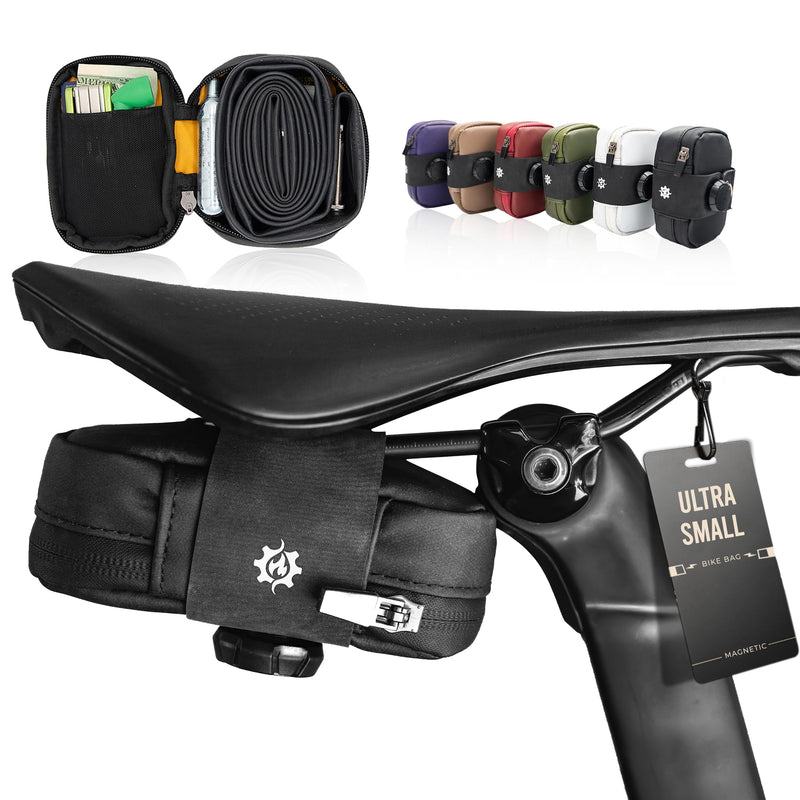 Lumiere & Co. Falcon Magnetic Saddle Bag – 0.37L Ultra Small Bike Bag, Fast Magnetic Buckle Attachment | Road Cycling-Specific Bike Seat Bag (Black, Ultra Small)