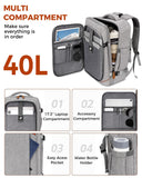 Vancropak Carry on Backpack, Flight Approved 18x14x8 Travel Backpack with 3 Packing Cubes, Expandable Large 40L Travel Bag fits 17.3" Laptop, Anti Theft Luggage Suitcase Weekend for Women Men, Grey