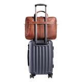 KomalC 16 Inch Leather briefcases Laptop Messenger Bags for Men and Women Best Office Satchel Bag (Tan)