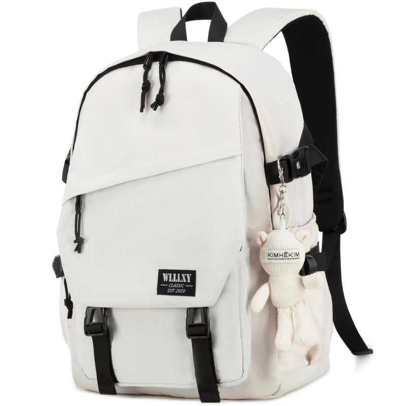 Caoroky knight College School Bag for Men Women Laptop Backpack 15.6 Inch Anti Theft Travel Daypack Large Elementary Middle High Bookbags for Teens Girls Boys Students-Medium,off-white