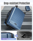 LIGHT FLIGHT Expandable Carry On Luggage 22x14x9 Airline Approved with Double Spinner Wheels, 20 Inch Lightweight Hard Shell Rolling Suitcases with TSA Lock, Blue