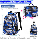BLUEFAIRY Boys Backpack with Lunch Box for Kids Elementary Middle School Bags Set Child Book Bags Back to School Gifts Mochila Escolar para Niños Adolescentes Camo Blue