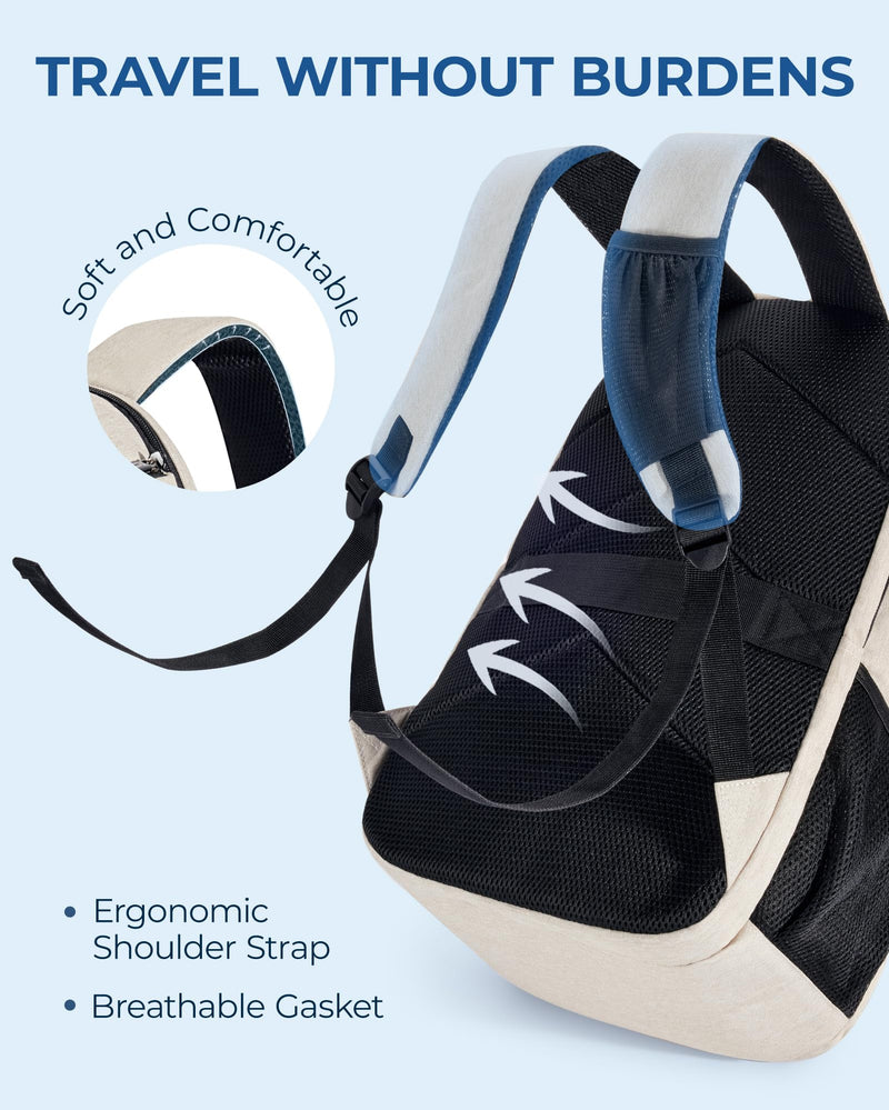 BAGSMART Unisex Laptop Backpack, 15.6-inch Anti-Theft, Water Resistant, with USB Charger Hole, Beige