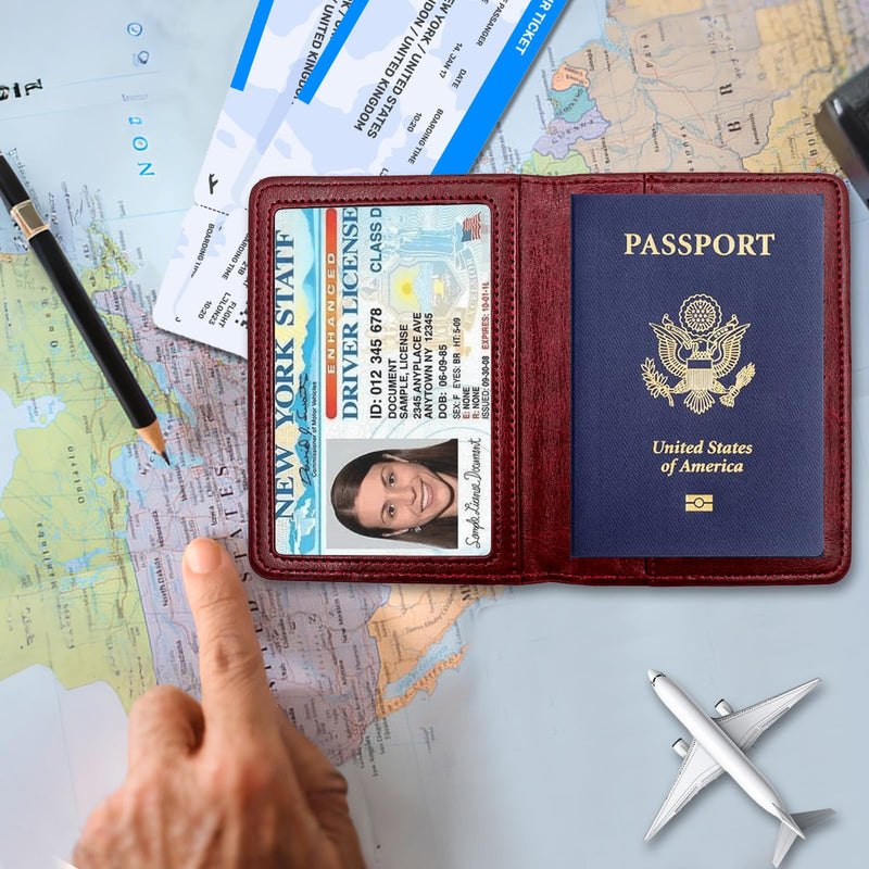 XZVXZV Passport Holder for Travel Essentials RFID Blocking Wallet Card Case PU Leather Passport Cover Women and Men (Brown)