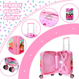 Inprof Cute Kid’s Luggage Set 2 Piece Suitcase Set 16’’ Hardside Luggage with Spinner Wheels Girls Carry on Toddler Travel Rolling Suitcase Carry on Luggage Airline Approved