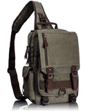 Leaper Retro Crossbody Bag Sling Bag Canvas Messenger Bag for Men Women Shoulder Bag Crossbody Handbags Satchel Army Green, L