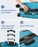Coolife Hardside Luggage 3 Piece Set with TSA Lock, Spinner Wheels, Telescopic Handle, Lightweight Travel Suitcases (Lake Blue, 3 piece set)