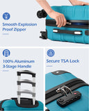 Coolife Hardside Carry-On Luggage with TSA Lock, Spinner Wheels, Telescopic Handle, Lightweight Suitcase (Dark Green, S(20in_carry on))