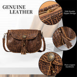 Gexmil Full Grain Leather Cross Body Bag for Women Men, Messenger Bag with Zipper Closure, Vintage Handmade Satchel, Adjustable Strap, Pure Brass Hardware, Buffalo Brown