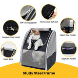 Conlun Cat Backpack Carrier for Small Dogs and Cats Fit Up to 15 Lbs,Small Dog Backpack, Foldable with 3-Side Mesh Windows, Pet Carrier for Travel & Hiking Friendly，Gray