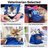 Amkune [Cozy Travel] Cat Carrier Pouch, Soft Cat Carrier for Small Cats, Kitten Carrying Bag, Restraint Bag for Nail Trimming, Vet Visits, Giving Meds, Car Travel - Klein Blue Upgrade