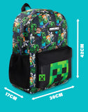 Minecraft Steve & Creeper Multicolour Backpack | Graphic Print Zip-Up Bag for Back to School | Kids Carrying Books | Unisex Kids Merch