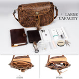Gexmil Full Grain Leather Cross Body Bag for Women Men, Messenger Bag with Zipper Closure, Vintage Handmade Satchel, Adjustable Strap, Pure Brass Hardware, Buffalo Brown