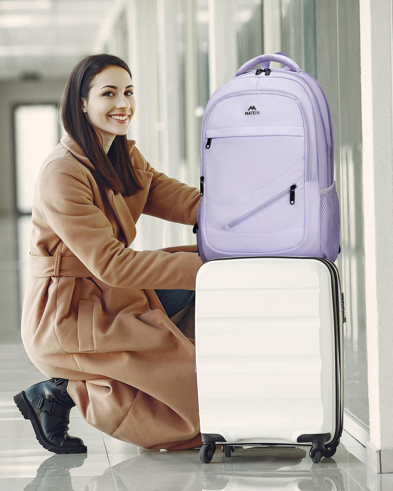 MATEIN Large 17 Inch Laptop Backpack for Women, Lightweight Travel Backpack Fits College School Essentials, Anti Theft Work Commute Nursing Computer Bag TSA Approved for Weekender Trip, Light Purple