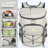 N NEVO RHINO Backpack Cooler, 36 Cans, Light Gray, Nylon, Insulated, Waterproof, Leakproof, Large Capacity, Multiple Pockets, 1.85 lbs